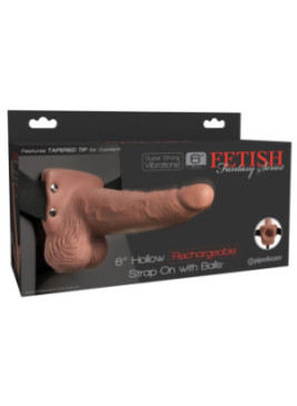 6" Hollow Rechargeable Strap-on with Balls